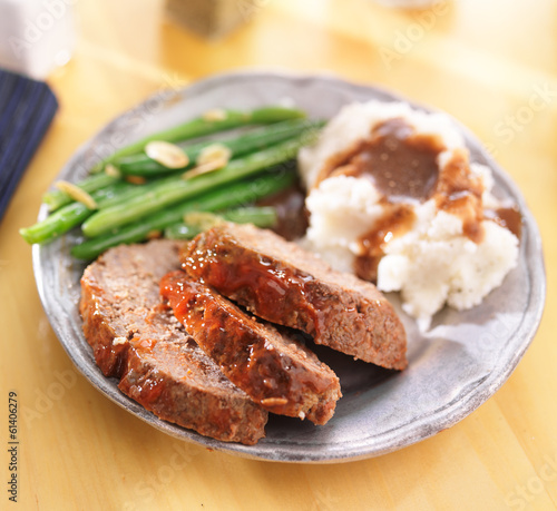 Photo: hearty meatloaf dinner with sides hearty meatloaf dinner with sides