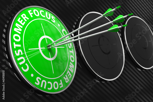 Illustration: Focus on Service Slogan - Green Target. Focus on Service Slogan - Green Target.