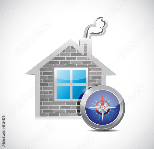 Illustration: home and compass illustration design home and compass illustration design