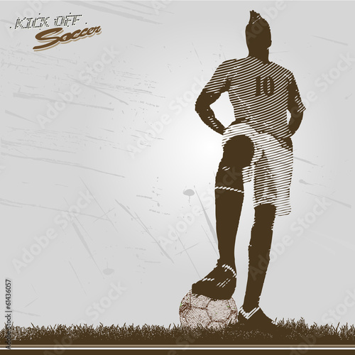 Vector: vintage soccer player kick off vintage soccer player kick off