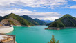 dam with low water in summer dam with low water in summer