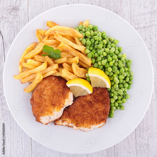 Photo: chicken and french fries chicken and french fries