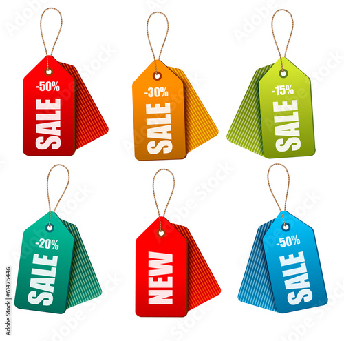 Vector: Set of colorrful sale tags. Concept of discount shopping. Vector Set of colorrful sale tags. Concept of discount shopping. Vector