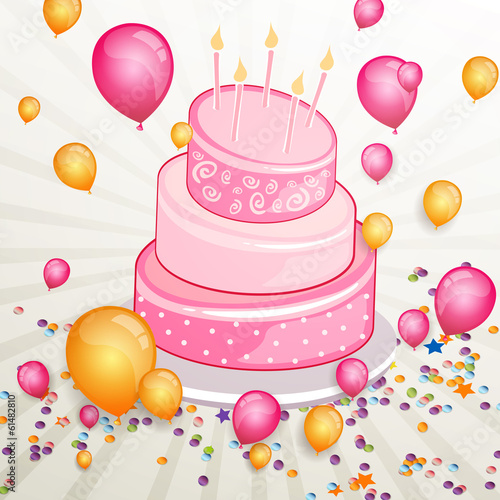 Vector: Vector Illustration of a Birthday Cake Vector Illustration of a Birthday Cake