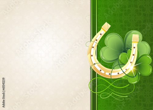 Vector: Horseshoe and clover on retro background Horseshoe and clover on retro background
