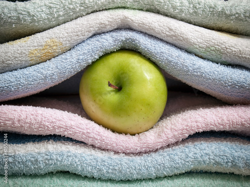 Photo: Apple and towels Apple and towels