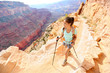 Hiker woman hiking in Grand Canyon Hiker woman hiking in Grand Canyon