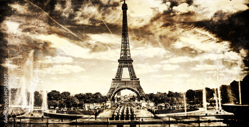 Fototapeta Aged vintage retro picture of Tour Eiffel in PAris
