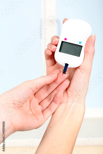 Photo: Measuring glucose level blood close-up Measuring glucose level blood close-up