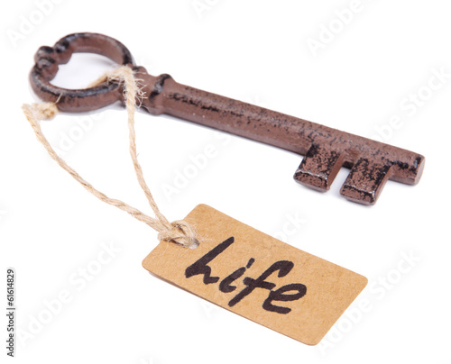 Photo: Key to life, Conceptual photo. Isolated on white Key to life, Conceptual photo. Isolated on white
