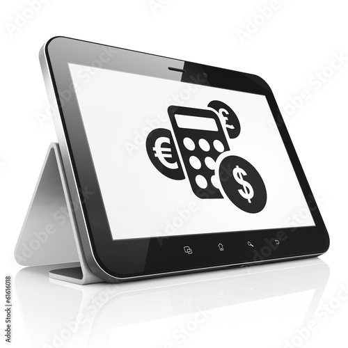 Illustration: Business concept: Calculator on tablet pc computer Business concept: Calculator on tablet pc computer