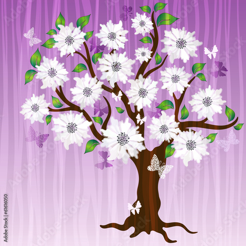 Vector: Spring decorative tree Spring decorative tree