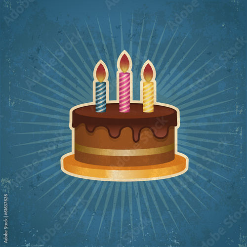 Vector: Retro Birthday Cake Illustration Retro Birthday Cake Illustration