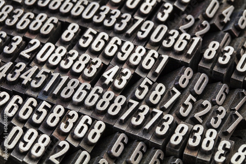 Photo: random numbers in metal type random numbers in metal type