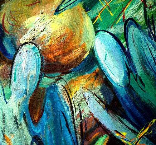 Illustration: angels over a church dome, illustration, painting angels over a church dome, illustration, painting
