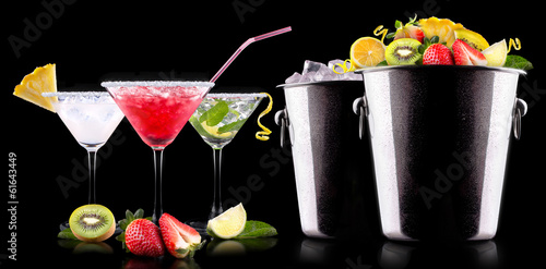 Photo: alcohol cocktail set with summer fruits alcohol cocktail set with summer fruits