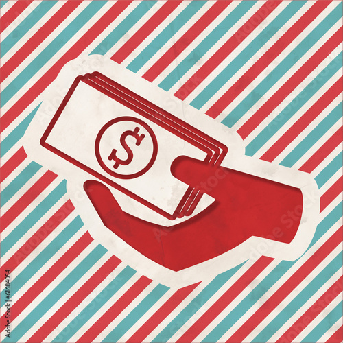 Illustration: Donate Concept on Retro Striped Background. Donate Concept on Retro Striped Background.