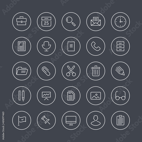 Vector: Office equipment flat line icons Office equipment flat line icons