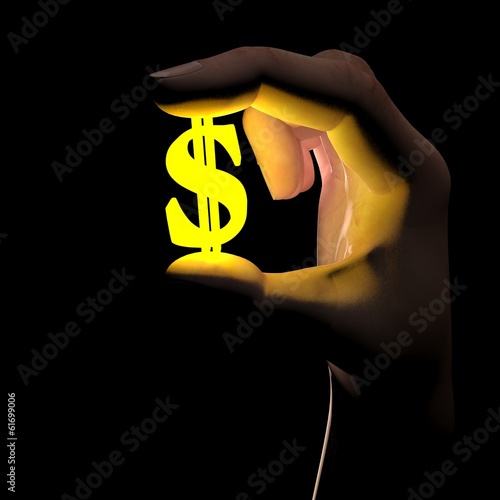Illustration: Mano che tiene simbolo dollaro Mano che tiene simbolo dollaro