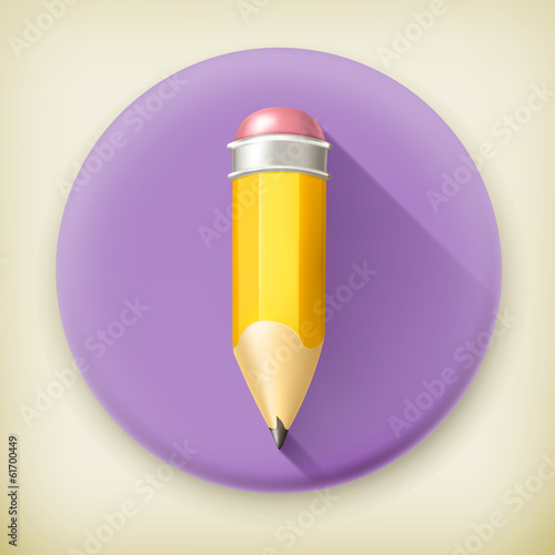 Vector: Pencil, long shadow vector icon Pencil, long shadow vector icon