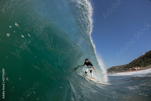 Fototapeta Surfer Surfing Crashing Inside Wave Water