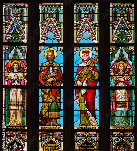 Photo: Bratislava - St. Stephen and st. Helen - window of cathedral Bratislava - St. Stephen and st. Helen - window of cathedral
