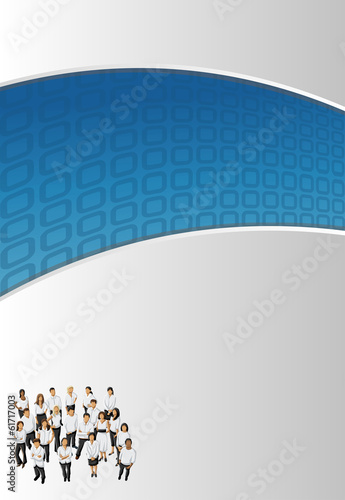 Vector: Blue template for advertising brochure with business people Blue template for advertising brochure with business people