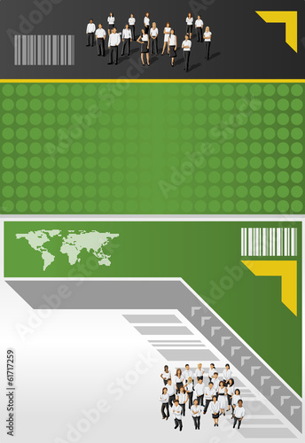 Vector: Green template for advertising brochure with business people Green template for advertising brochure with business people