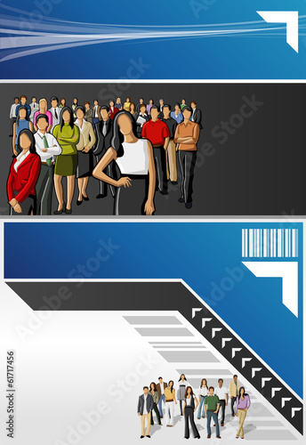 Vector: Blue template for advertising brochure with business people Blue template for advertising brochure with business people
