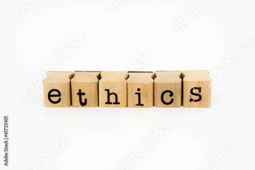 Photo: ethics wording isolate on white background ethics wording isolate on white background