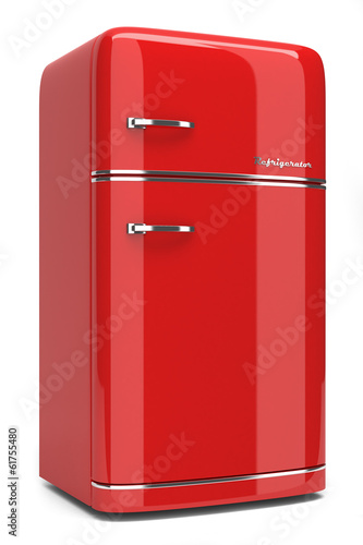 Illustration: Retro refrigerator isolated on white background Retro refrigerator isolated on white background