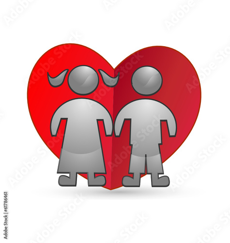 Vector: Children and heart icon logo vector Children and heart icon logo vector