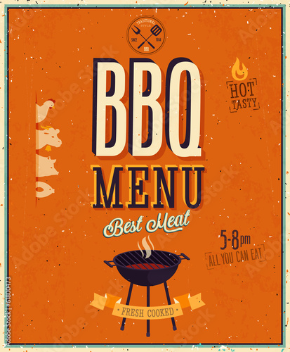 Vector: Vintage BBQ poster. Vintage BBQ poster.