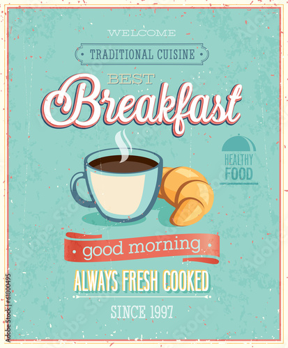 Fototapeta Vintage Breakfast Poster.