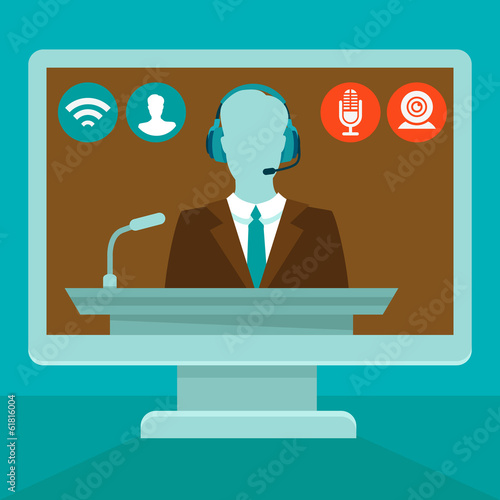 Vector: Vector online conference concept in flat style Vector online conference concept in flat style