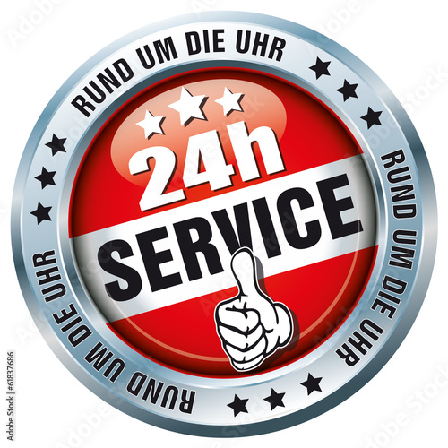Vector: 24h Service - Rund um die Uhr - Button 24h Service - Rund um die Uhr - Button