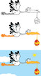 Stork Carrying A Easter Egg Cartoon Character. Set Collection Stork Carrying A Easter Egg Cartoon Character. Set Collection