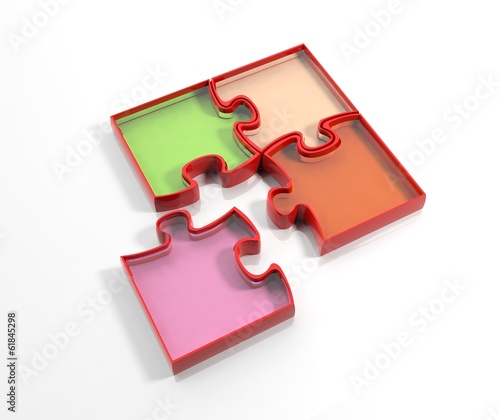 Illustration: Glass colorful jigsaw puzzle pieces isolated on white background Glass colorful jigsaw puzzle pieces isolated on white background