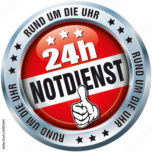 Vector: 24h Notdienst - Rund um die Uhr - Button 24h Notdienst - Rund um die Uhr - Button