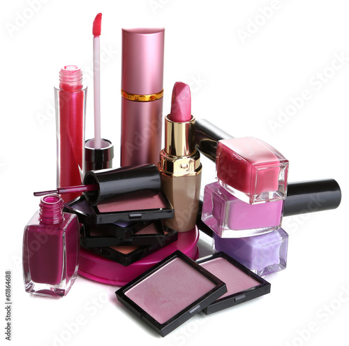 Photo: New makeup set isolated on white New makeup set isolated on white