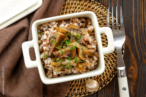 Photo: Buckwheat porridge with mushrooms. Buckwheat porridge with mushrooms.