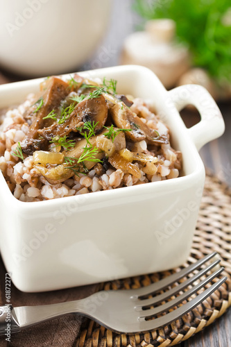 Photo: Buckwheat porridge with mushrooms. Buckwheat porridge with mushrooms.