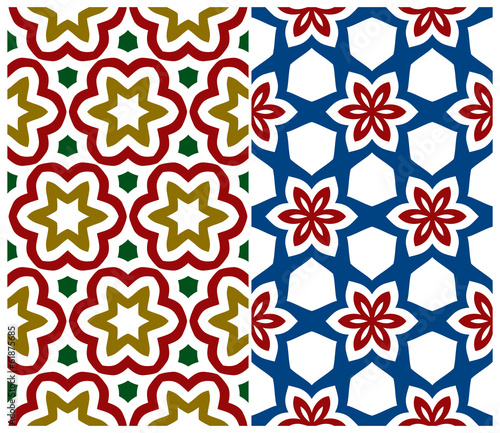 Vector: Set of Two Seamless Floral Patterns Set of Two Seamless Floral Patterns