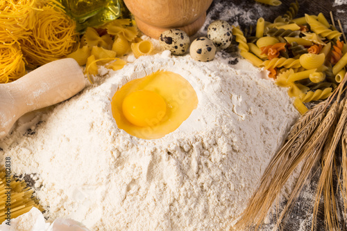 Photo: flour, eggs, wheat still-life flour, eggs, wheat still-life
