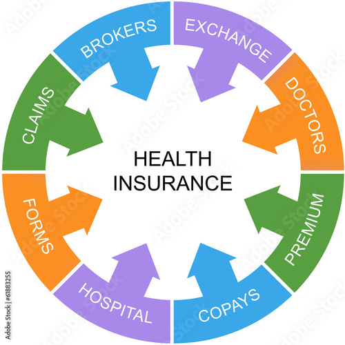Illustration: Health Insurance Word Circle Concept Health Insurance Word Circle Concept