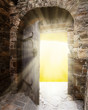 Old doors and bright light from haven Old doors and bright light from haven