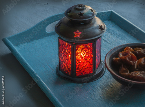 Photo: Ramadan lamp and dates still life Ramadan lamp and dates still life