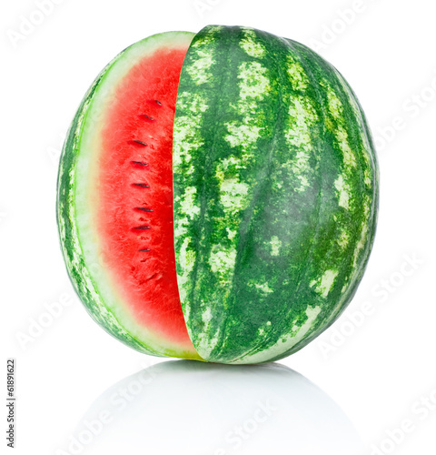 Photo: Watermelon with a cut isolated on white background Watermelon with a cut isolated on white background