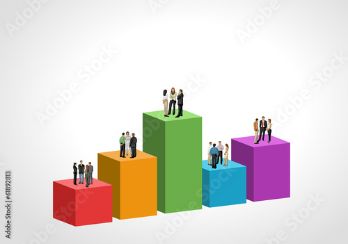Vector: Template for brochure with business people over chart Template for brochure with business people over chart
