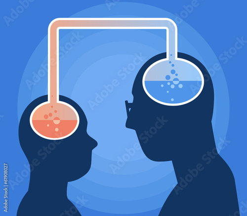 Vector: Learning process, teacher and student communicate Learning process, teacher and student communicate